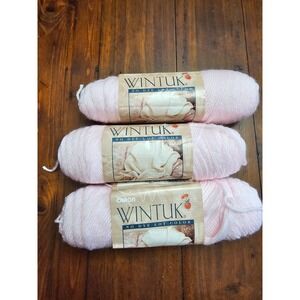 Caron Wintuk No Dye Lot Color Pink 3025 Acrylic Yarn 3 Skeins Medium Weight